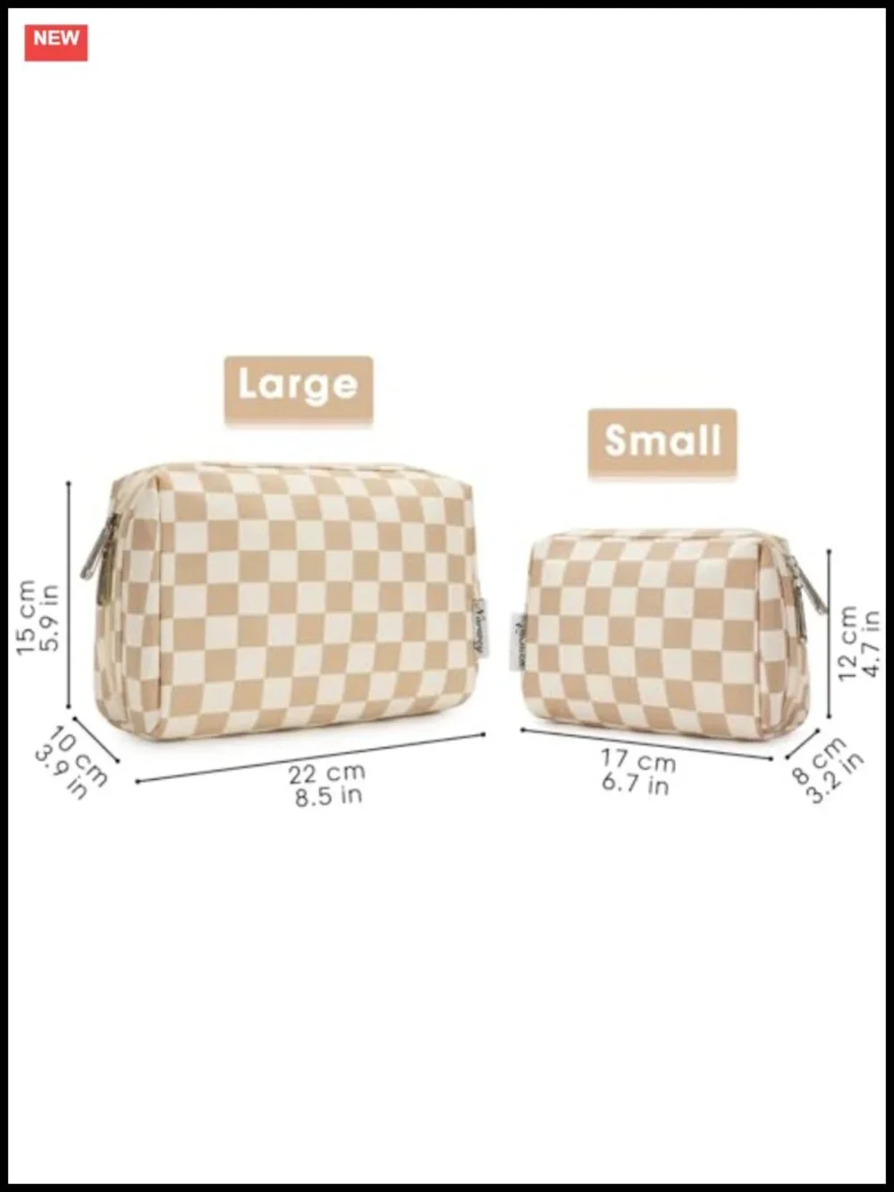 Checkered Makeup Bag Travel Cosmetic Organizer Toiletry Bag with Compartments